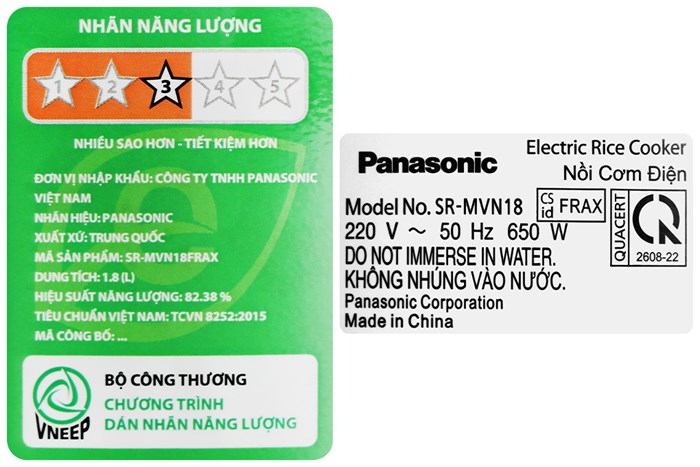 Nồi cơm nắp gài Panasonic 1.8 lít SR-MVN18FRAX Màu Trắng