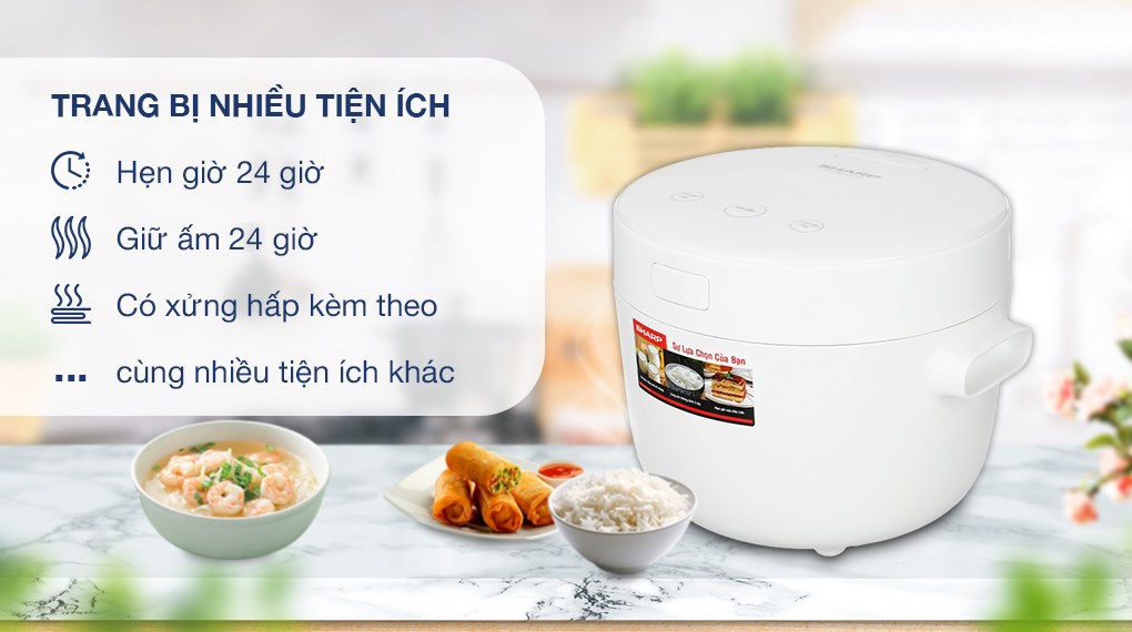 Nồi cơm điện tử Sharp 1.1 lít KS-COM110DV-WH