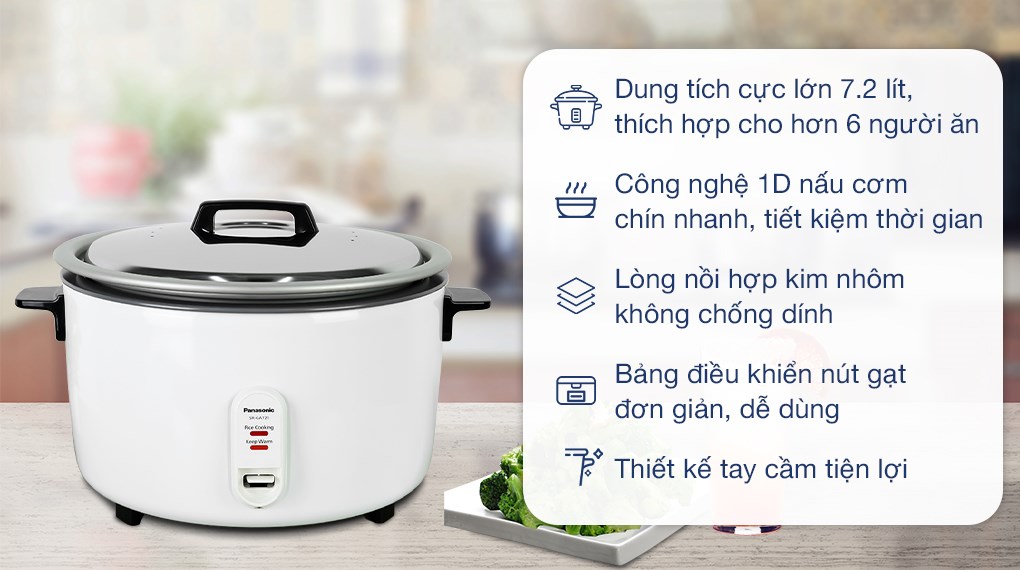 Nồi cơm nắp rời Panasonic 7.2 lít SR-GA721WRA