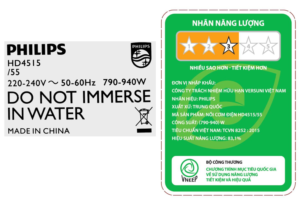 Nồi cơm điện tử Philips 1.8 lít HD4515/55 Màu Trắng