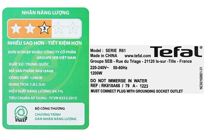 Nồi cơm cao tần Tefal 1.8 lít RK818A68 Màu Xám