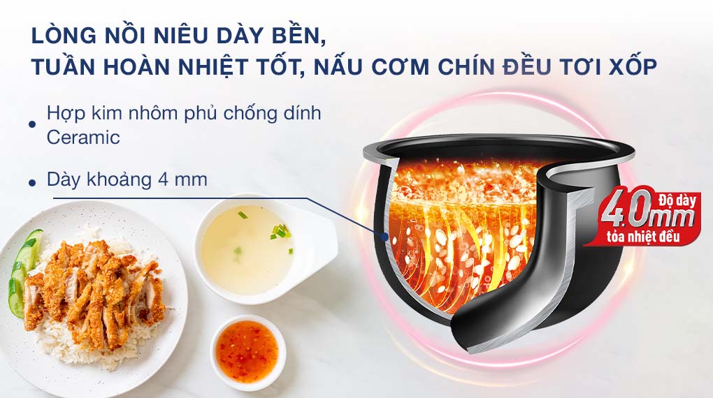 Nồi cơm điện tử Tefal 1.8 lít Delirice Plus RK776B68 - Lòng nồi niêu