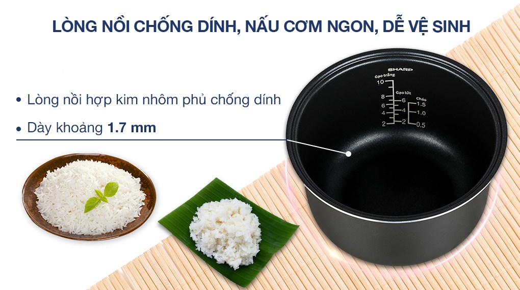Nồi cơm điện tử Sharp 1.8 lít KS-COM191EV-WH
