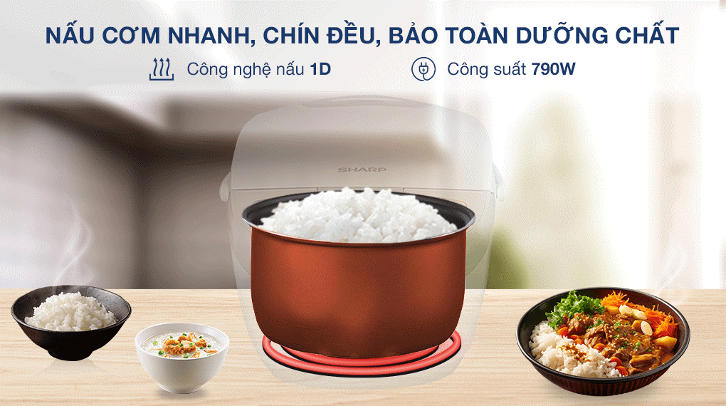 Nồi cơm điện tử Sharp 1.8 lít KS-COM191EV-WH