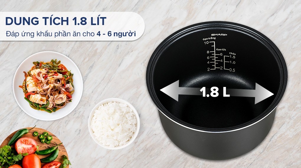 Nồi cơm điện tử Sharp 1.8 lít KS-COM191EV-WH