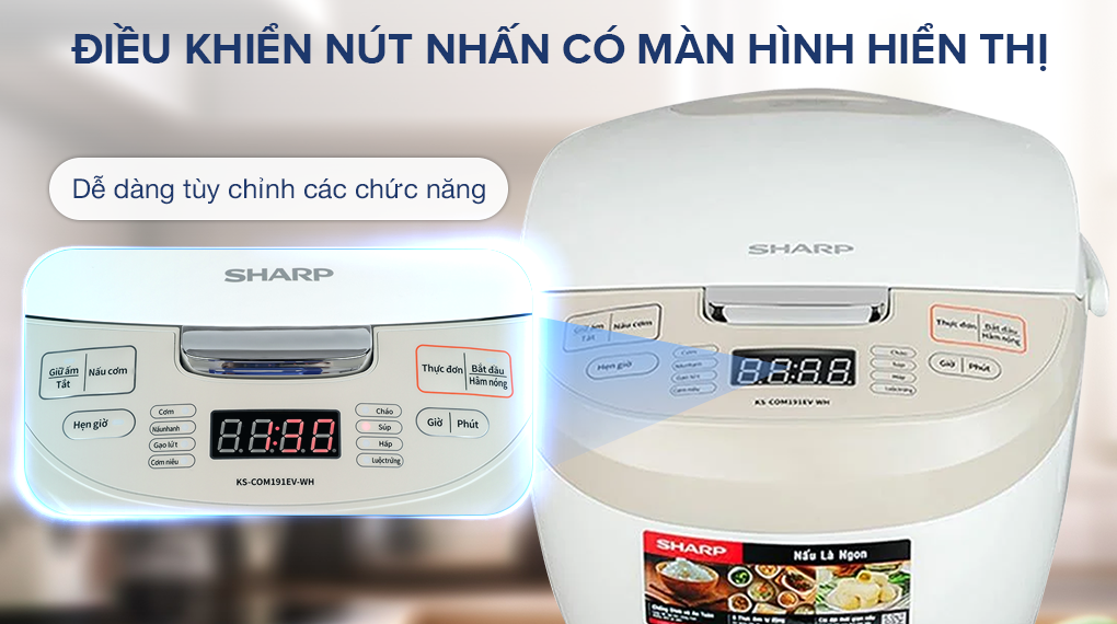 Nồi cơm điện tử Sharp 1.8 lít KS-COM191EV-WH
