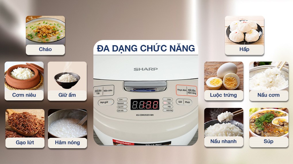 Nồi cơm điện tử Sharp 1.8 lít KS-COM191EV-WH