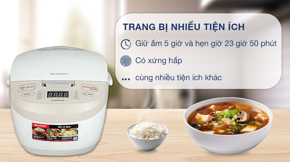 Nồi cơm điện tử Sharp 1.8 lít KS-COM191EV-WH