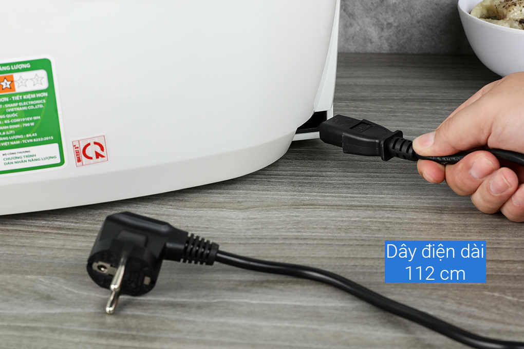Nồi cơm điện tử Sharp 1.8 lít KS-COM191EV-WH Màu Trắng