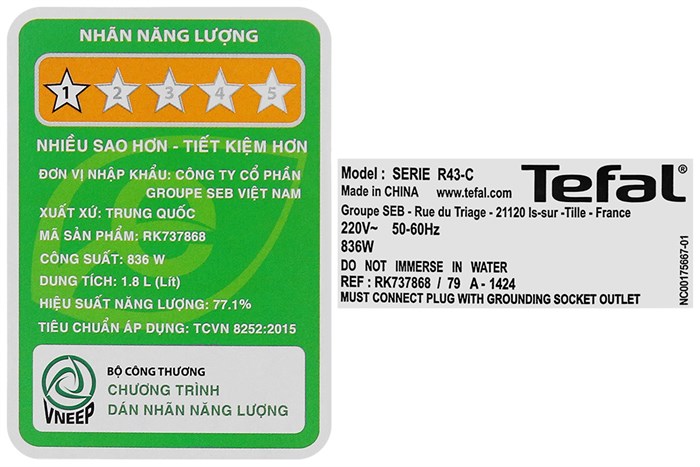 Nồi cơm điện tử Tefal 1.8 lít RK737868 Màu Đen