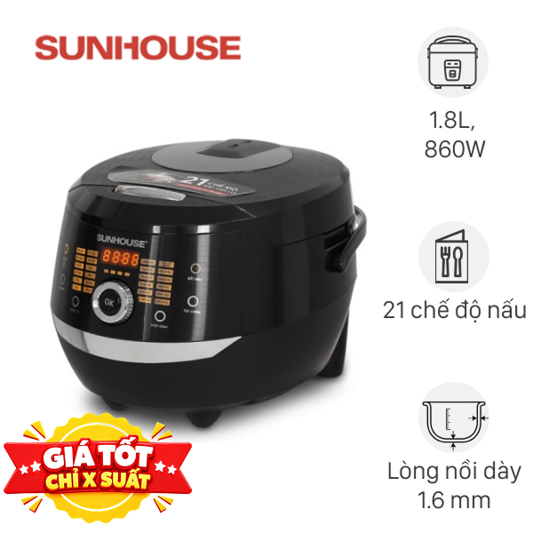 Nồi cơm điện tử Sunhouse 1.8 lít SHD8911