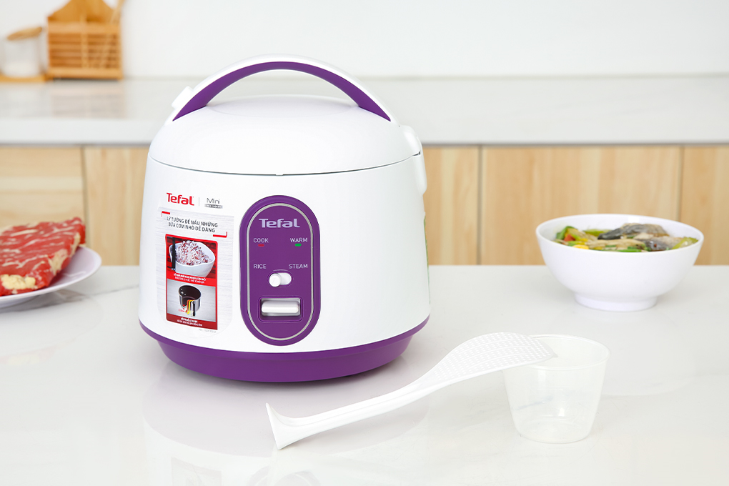 Nồi cơm nắp gài Tefal 0.7 lít RK224168 Màu Trắng - Tím