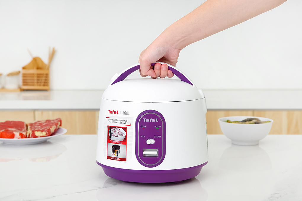 Nồi cơm nắp gài Tefal 0.7 lít RK224168 Màu Trắng - Tím