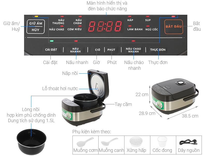 Nồi cơm cao tần Kangaroo 1.5 lít KG15RIH1