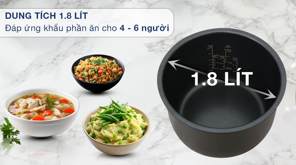 Nồi cơm điện tử Toshiba 1.8 lít RC-18DR4TVN(H) - Xám đậm