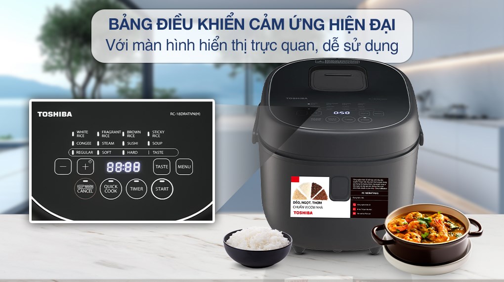 Nồi cơm điện tử Toshiba 1.8 lít RC-18DR4TVN(H) - Xám đậm