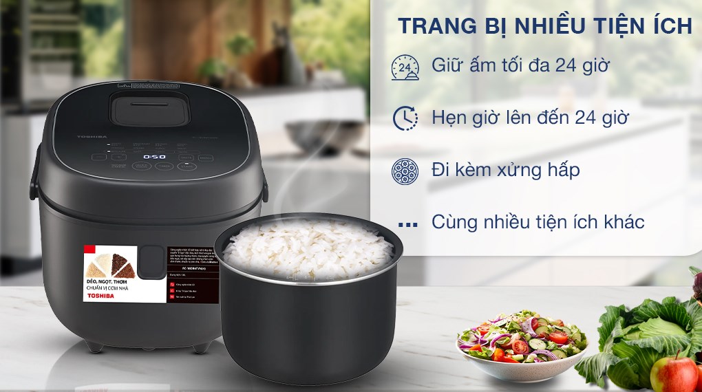 Nồi cơm điện tử Toshiba 1.8 lít RC-18DR4TVN(H) - Xám đậm