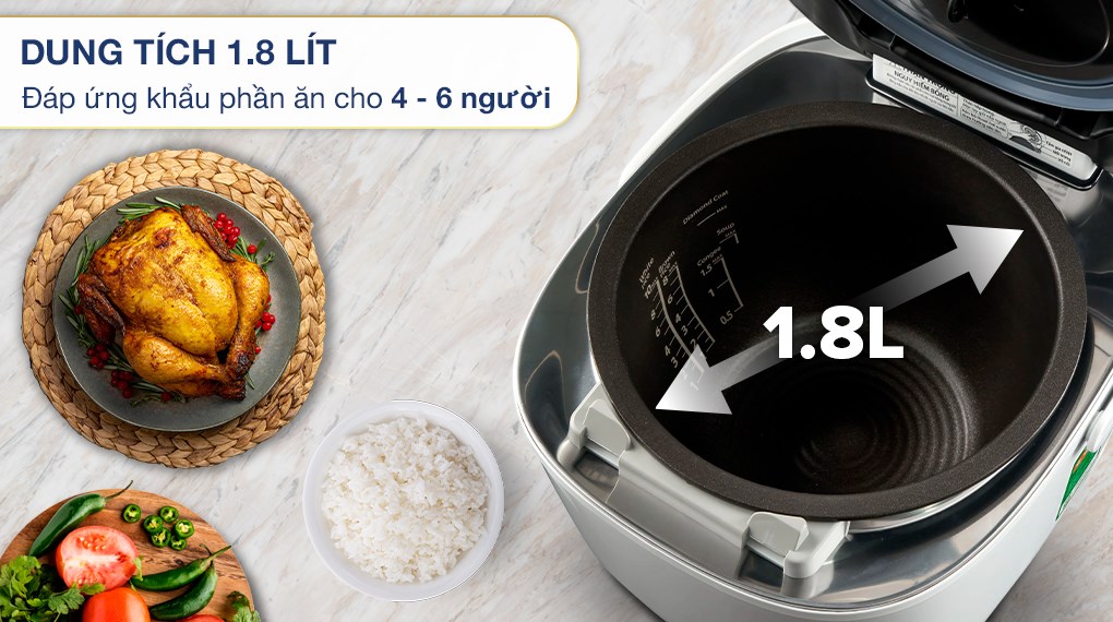 Nồi cơm áp suất cao tần Toshiba 1.8 lít RC-18VXWVN(W)