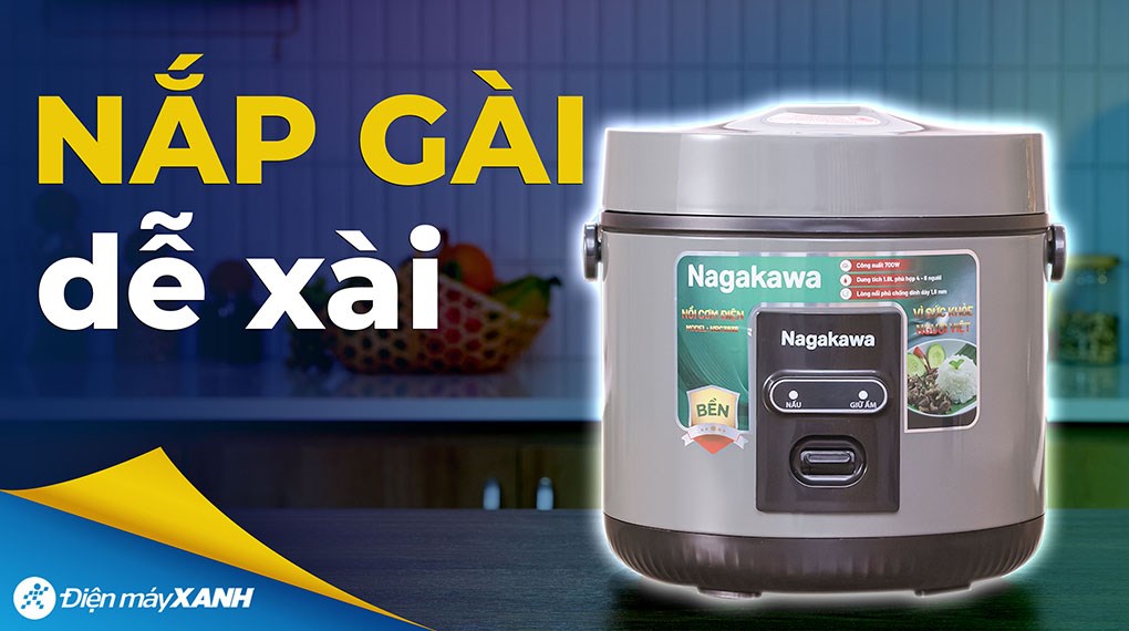 Nồi cơm nắp gài Nagakawa 1.8 lít NRC3836