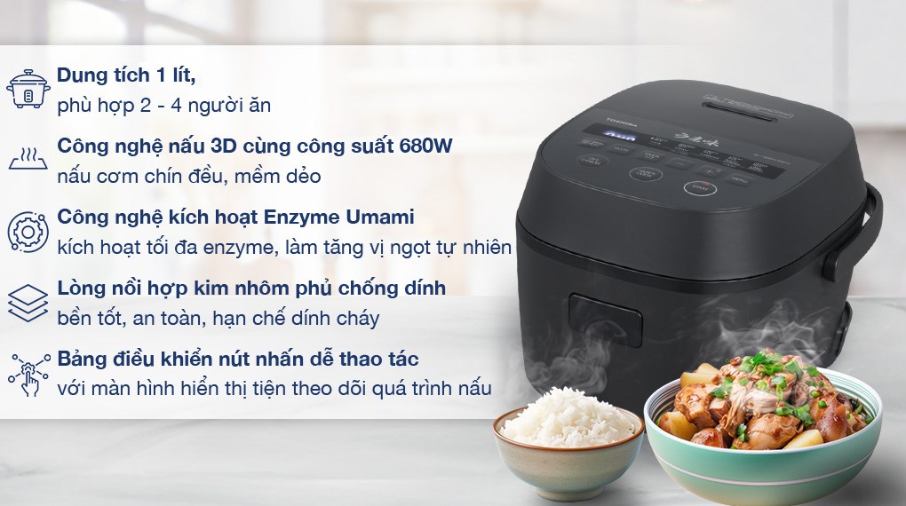 Nồi cơm điện tử Toshiba 1 lít RC-10DR5UVN(H)