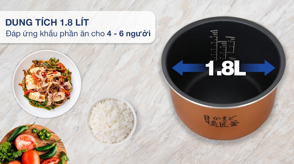 Nồi cơm điện tử Toshiba 1.8 lít RC-18DR5UVN(W)