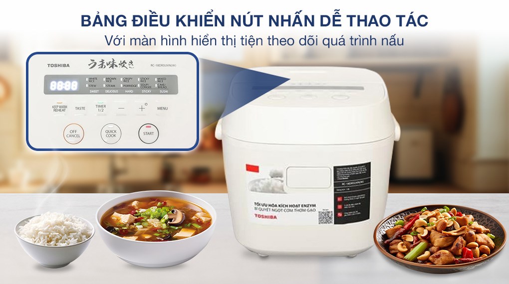 Nồi cơm điện tử Toshiba 1.8 lít RC-18DR5UVN(W)