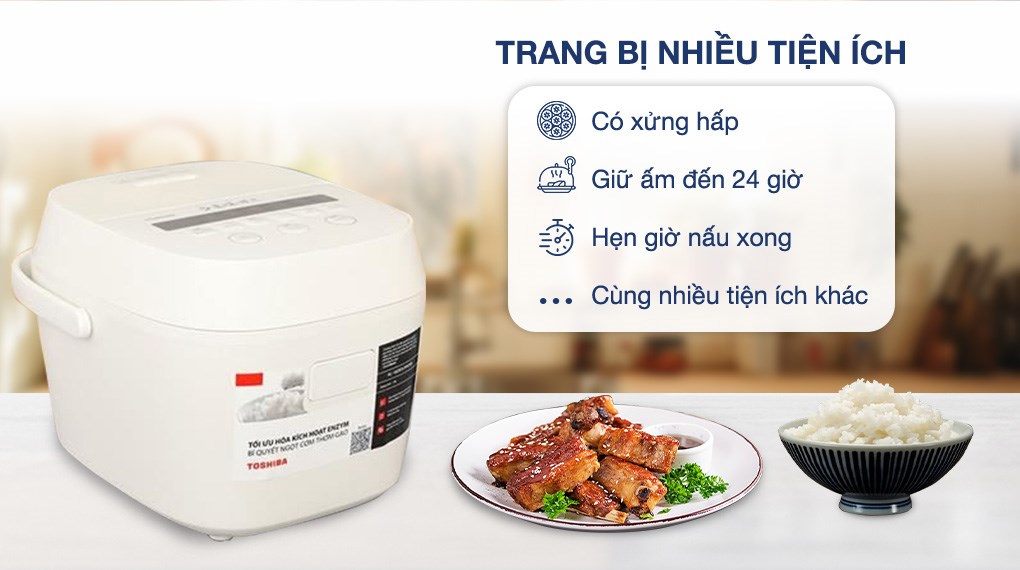 Nồi cơm điện tử Toshiba 1.8 lít RC-18DR5UVN(W)