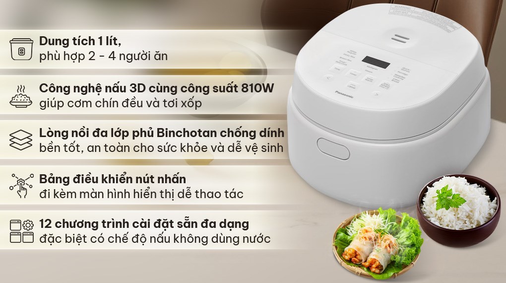 Nồi cơm điện tử Panasonic 1 lít SR-DL104WRA