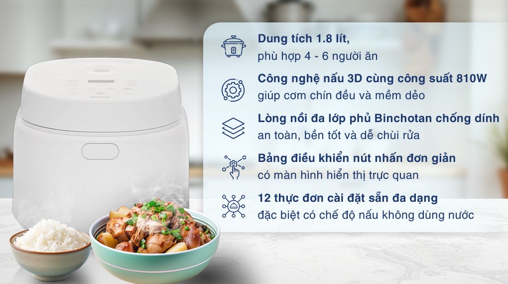Nồi cơm điện tử Panasonic 1.8 lít SR-DL184WRA