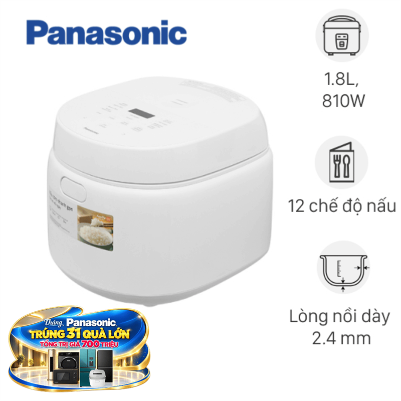 Nồi cơm điện tử Panasonic 1.8 lít SR-DL184WRA