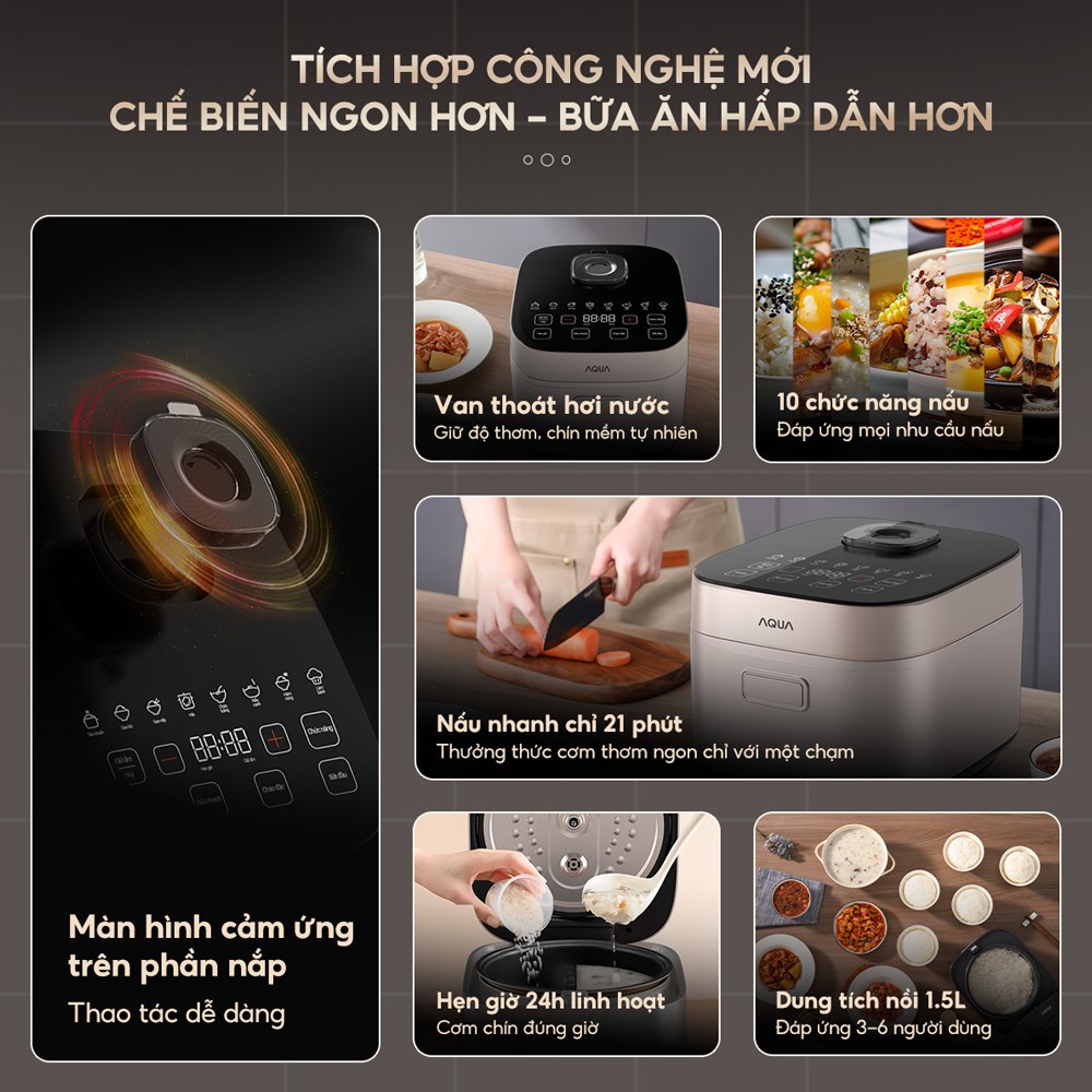 Nồi cơm điện tử AQUA 1.5 lít AQS-RBC401R(N)-VN