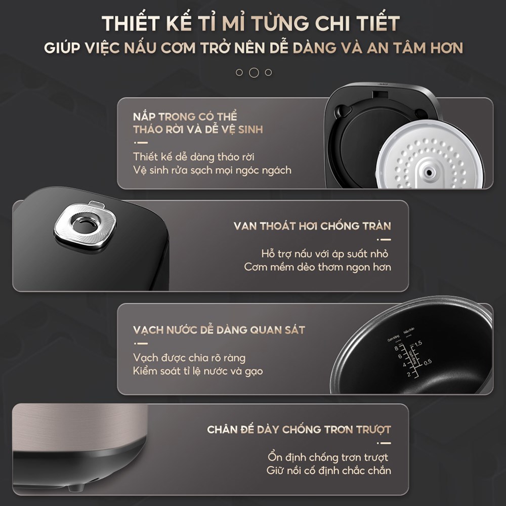 Nồi cơm điện tử AQUA 1.5 lít AQS-RBC401R(N)-VN