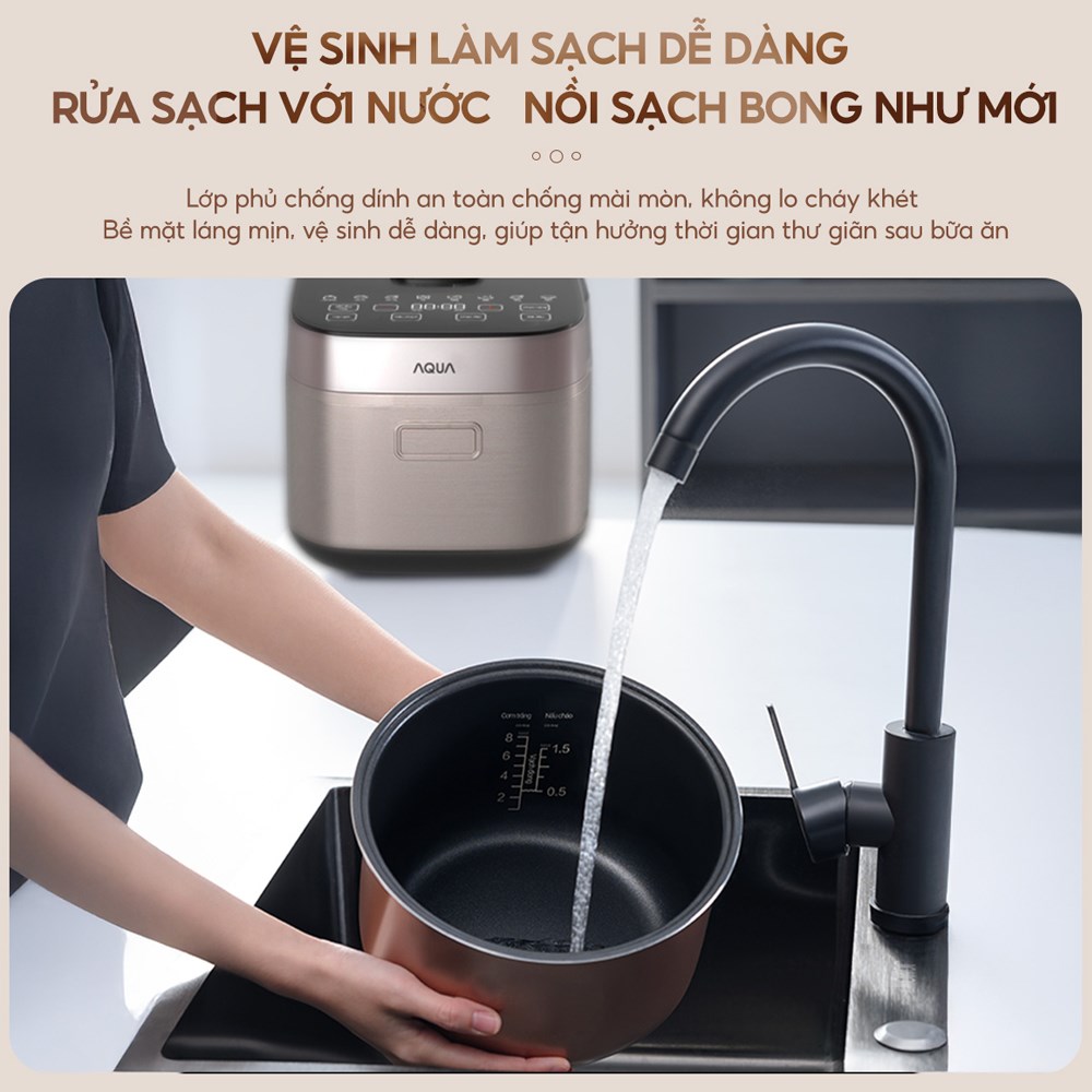 Nồi cơm điện tử AQUA 1.5 lít AQS-RBC401R(N)-VN