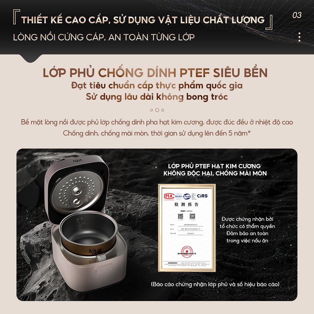 Nồi cơm điện tử AQUA 1.5 lít AQS-RBC401R(N)-VN