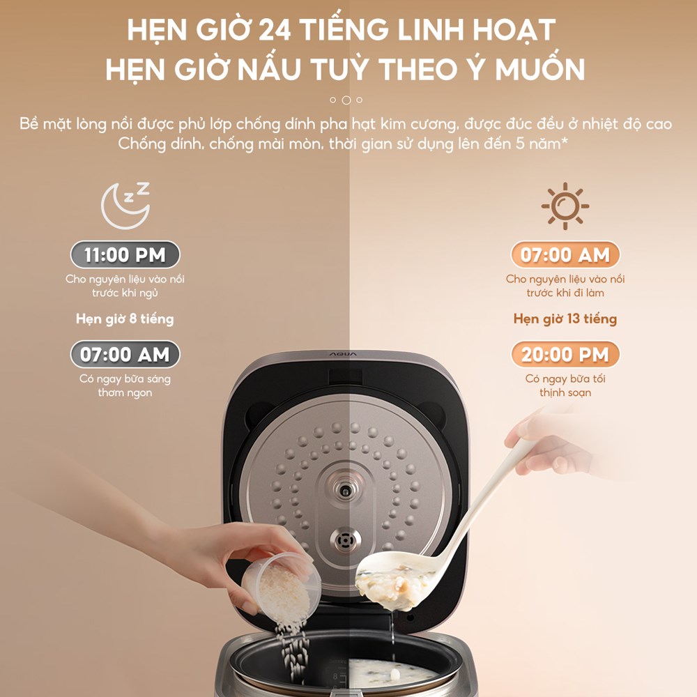 Nồi cơm điện tử AQUA 1.5 lít AQS-RBC401R(N)-VN