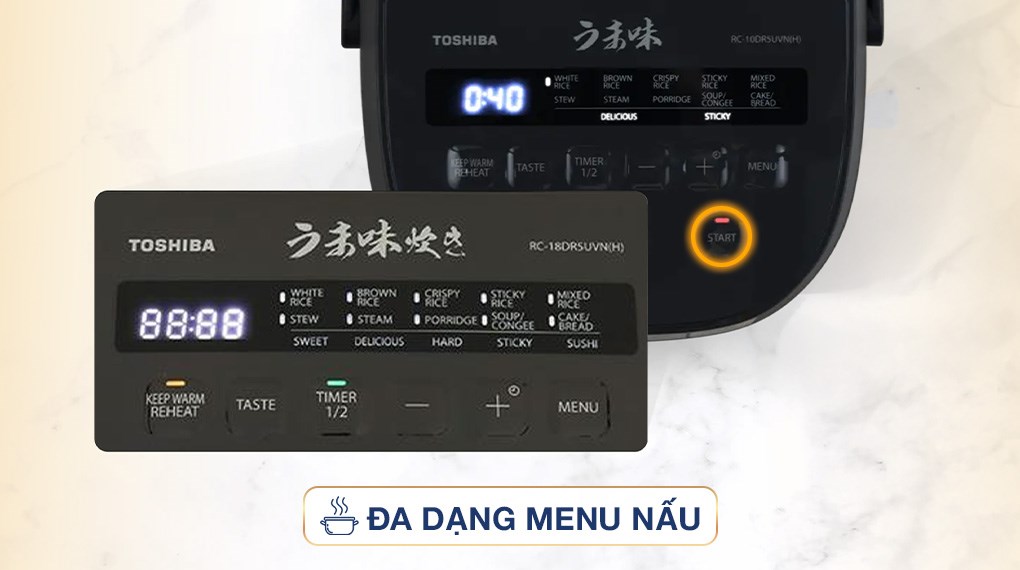Nồi cơm điện tử Toshiba 1.8 lít RC-18DR5UVN(H)