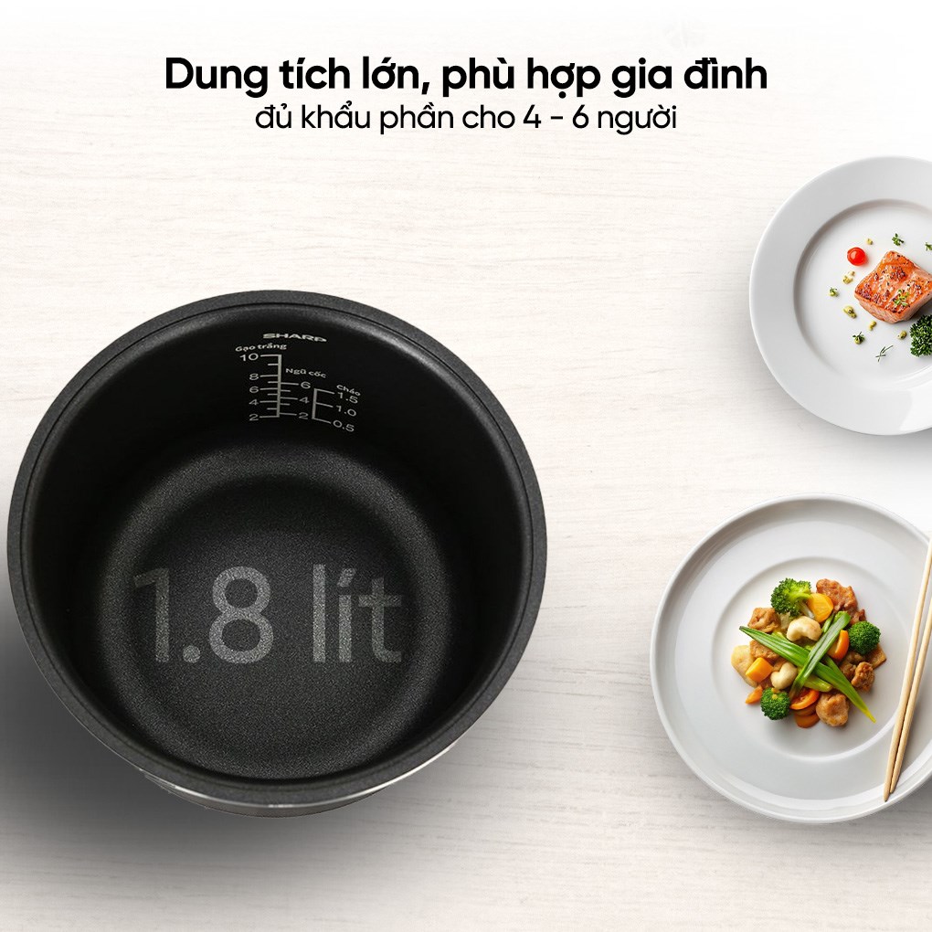 Nồi cơm điện tử Sharp 1.8 lít KS-TH18E2O-RS