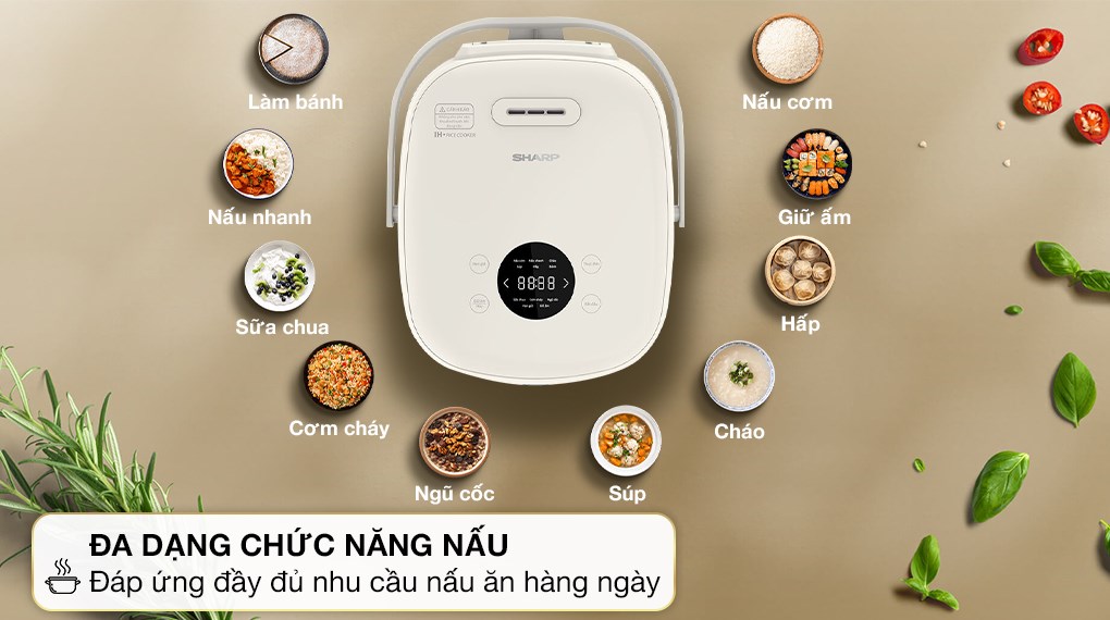 Nồi cơm cao tần Sharp 1.8 lít KS-IH18IX-WH