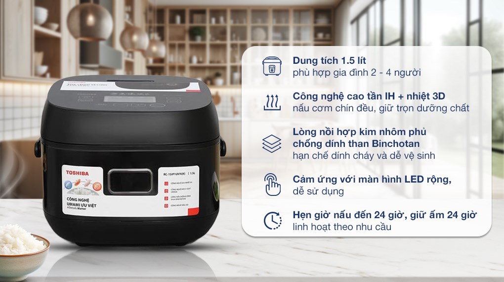 Nồi cơm cao tần Toshiba 1.5 lít RC-15IP1UVN(K)