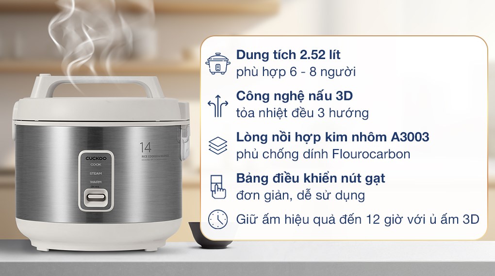 Nồi cơm nắp gài Cuckoo 2.52 lít CR-1415