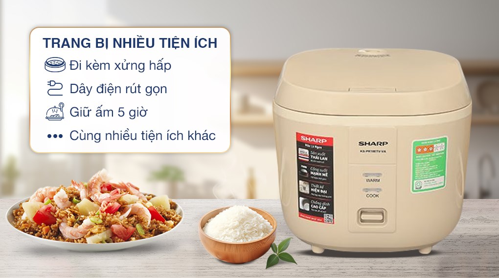 Nồi cơm nắp gài Sharp 1.8 lít KS-PR18ETV-VA