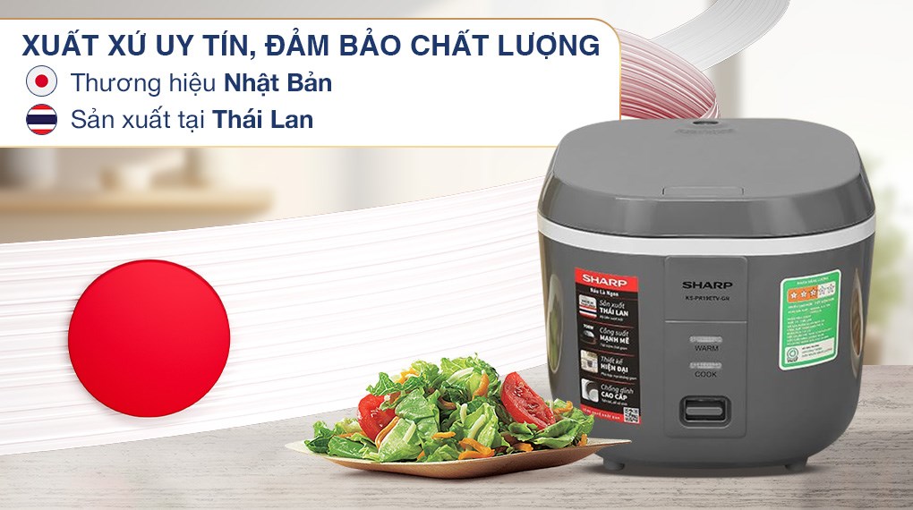 Nồi cơm nắp gài Sharp 1.8 lít KS-PR19ETV-GR
