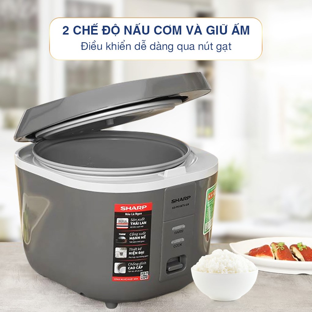 Nồi cơm nắp gài Sharp 1.8 lít KS-PR19ETV-GR - 7