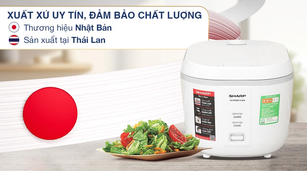 Nồi cơm nắp gài Sharp 1.8 lít KS-PR20ETV-WH