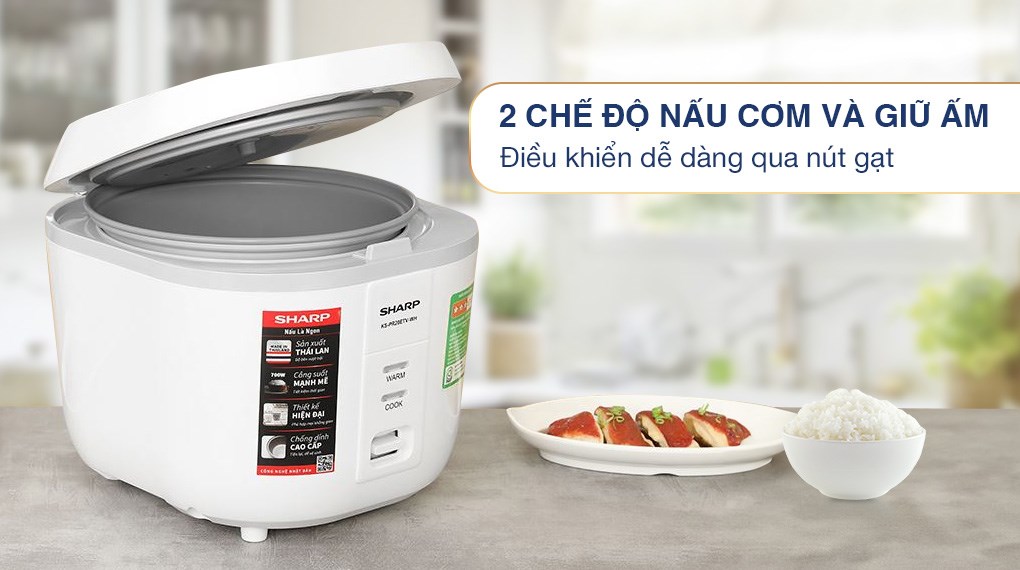Nồi cơm nắp gài Sharp 1.8 lít KS-PR20ETV-WH