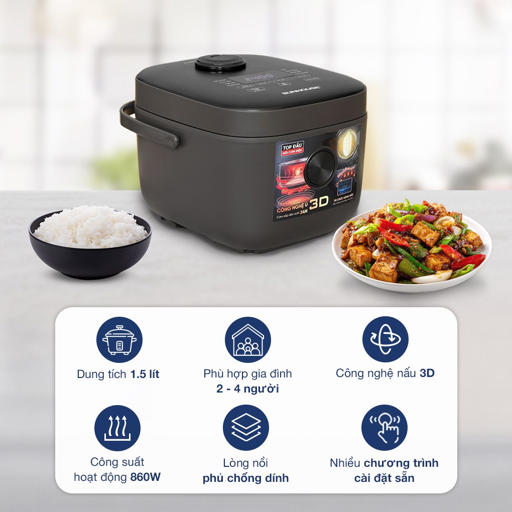 Nồi cơm điện tử Sunhouse 1.5 lít SHD8823 - 12
