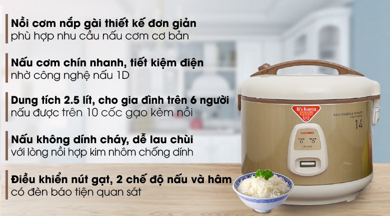 Nồi cơm nắp gài Cuckoo 2.5 lít CR-1413 - 10