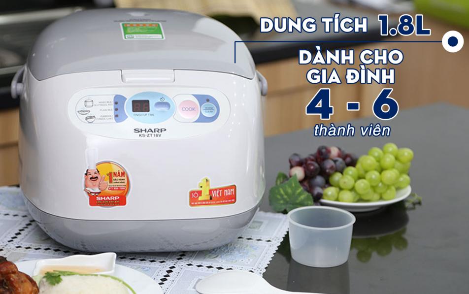 Nồi cơm điện tử Sharp 1.8 lít KS-ZT18V