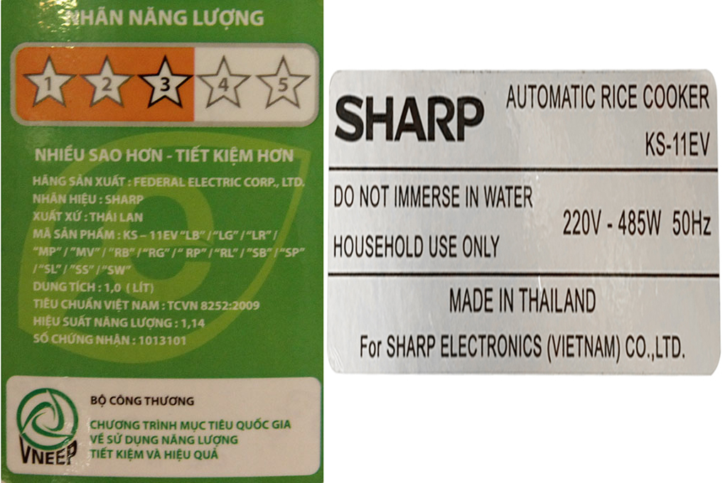 Nồi cơm nắp gài Sharp 1 lít KS-11EV - 13