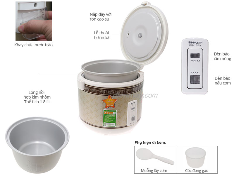 Nồi cơm điện Sharp KS-18EV 1.8 lít